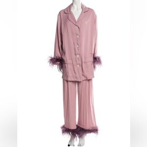 Sleeper Feather Trim Pajamas Button down
